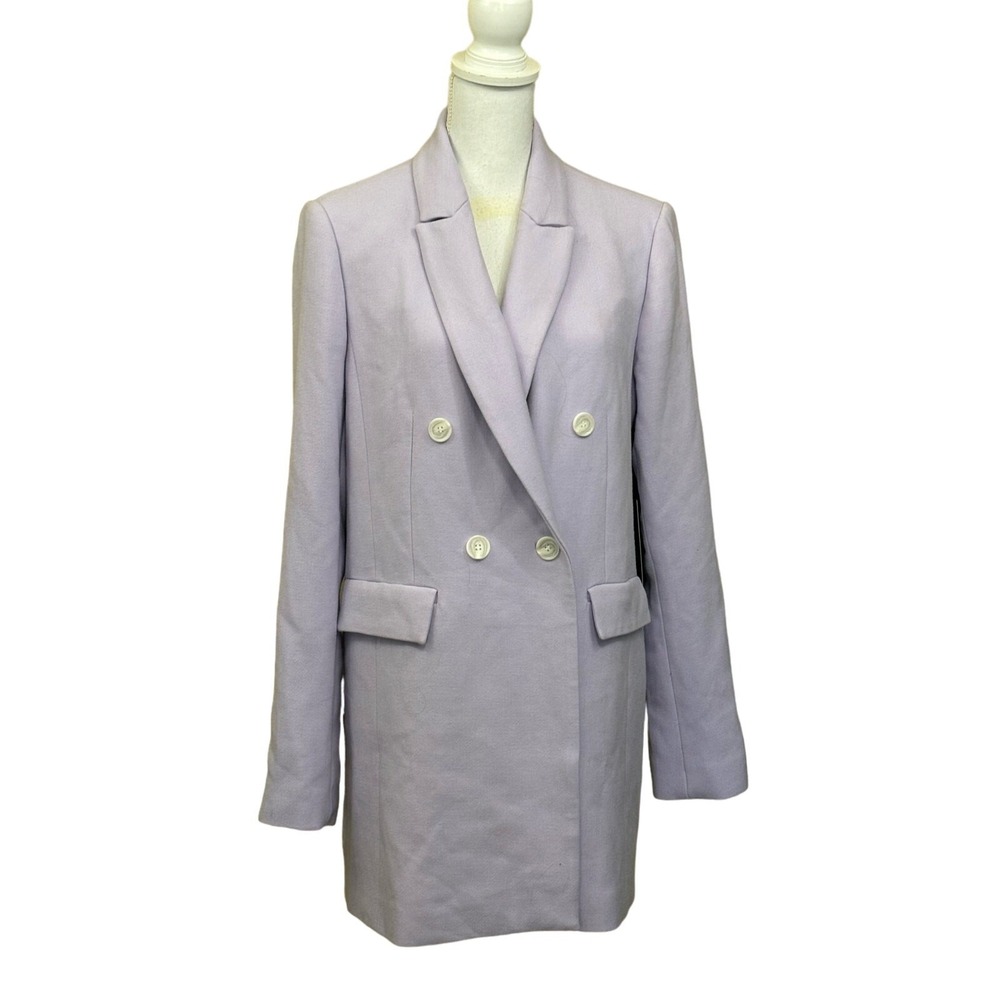 Halogen x Atlantic-Pacific Longline Blazer Purple Secret M Quiet Luxury Business